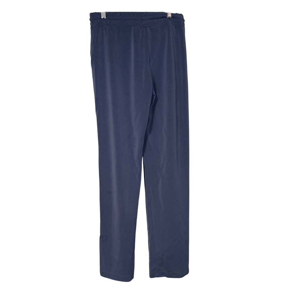 Athleta Wide Leg Lounge Pants Womens Small Blue Gray Stretch Knit Drawstring